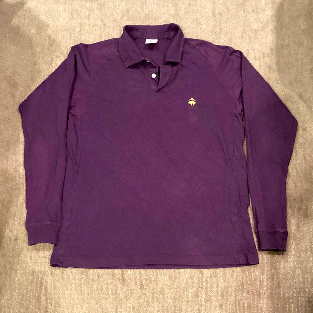Brooks Brothers cotton long sleeve polo, purple, Sz M